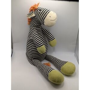 MacKenzie-Childs Zebra Knit Plush Stuffed Animal Black White Striped QD066